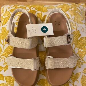 a new day Cream Beaded Adjustable Strap Sandals for Women